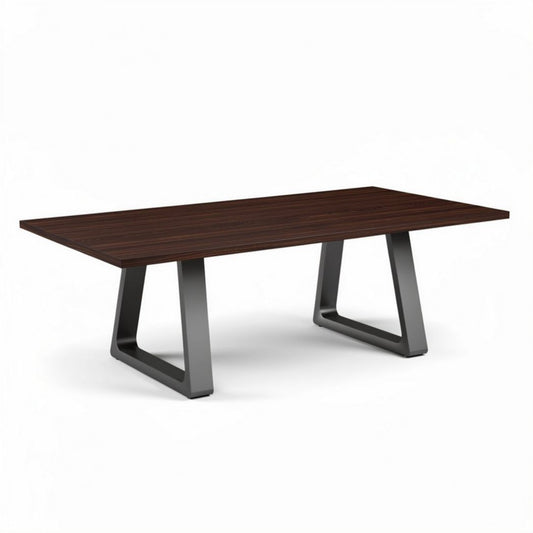 Table rectangulaire en bois foncé avec pieds en métal dimensions 240 x 120 x 75cm