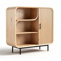 Meuble de rangement en bois clair avec portes et étagères 80 x 40 x 100cm