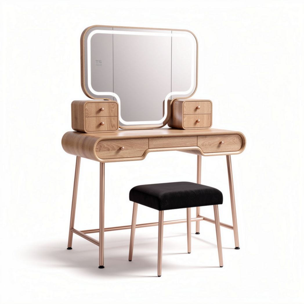 Coiffeuse en bois avec miroir et tiroirs dimensions 120 x 50 x 75cm