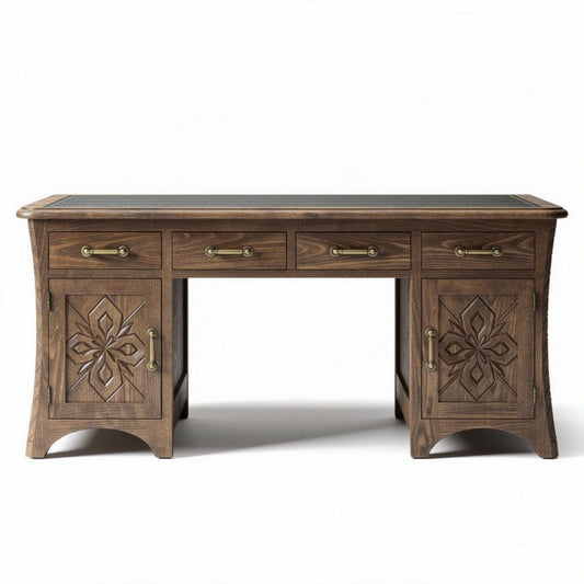 Bureau en bois avec motifs sculptés dimensions 150 x 75 x 75cm