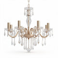 Chandelier en cristal et métal doré six lumières dimensions 50 x 50 x 30cm