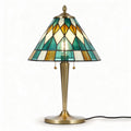 Lampe de table en verre teinté de style Tiffany avec socle en métal doré 20 x 20 x 40cm