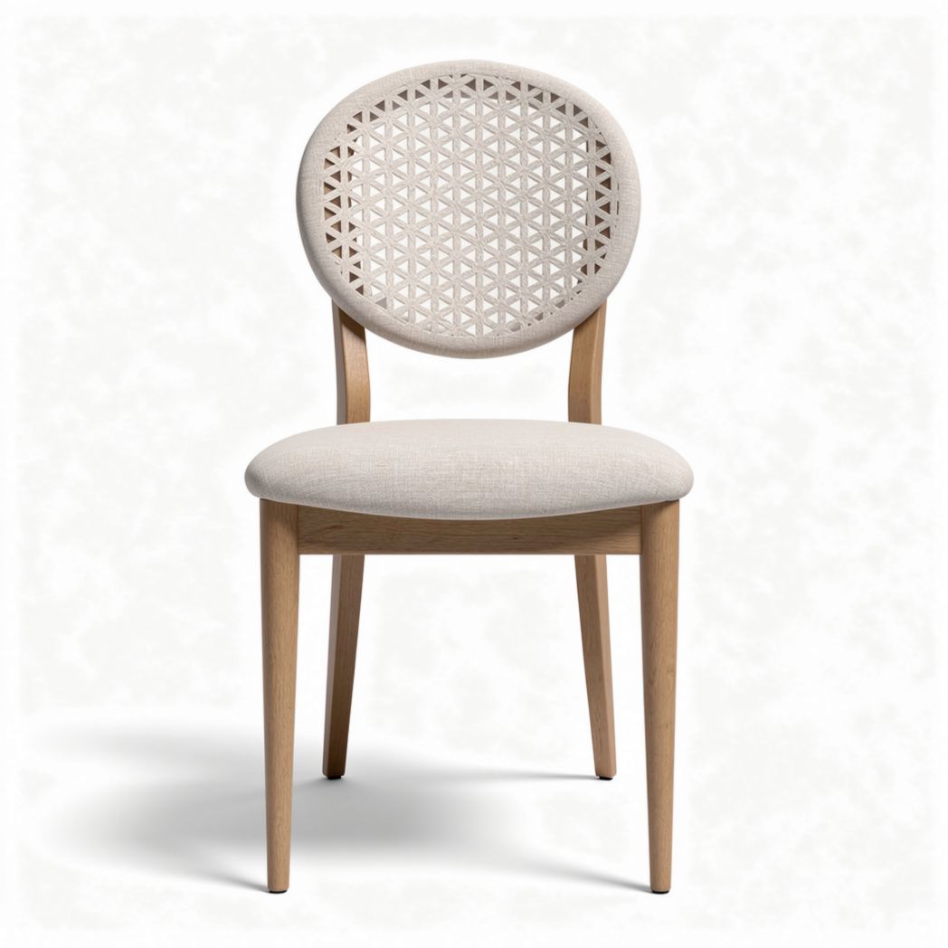 Chaise en bois blanc avec dossier rabouté dimensions 45 x 40 x 95cm