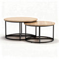 Tables basses décoratives en bois et métal noir diamètre 50 cm et 40 cm