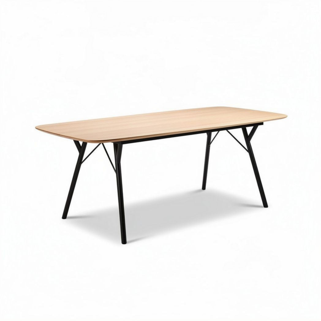 Table de salle à manger en bois et métal 180 x 90 x 75 cm couleur naturelle