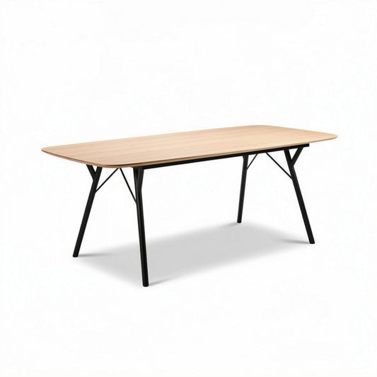 Table de salle à manger en bois et métal 180 x 90 x 75 cm couleur naturelle